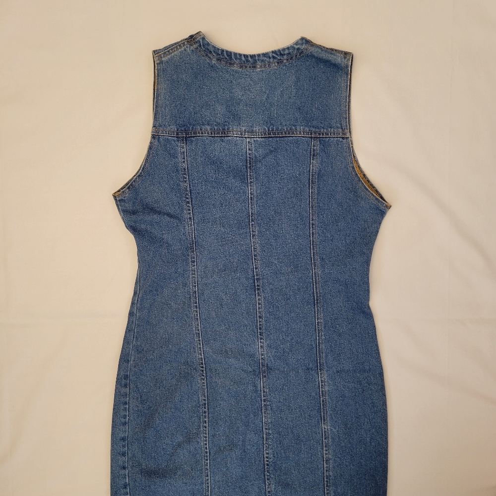 TRUE BLUE Denim Blue Jean Maxi Dress Vintage 90s y2k Western 100% Cotton Size M - Picture 4 of 15